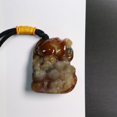 糯冰料 手把件 蝠王獻(xiàn)瑞 洪福齊天